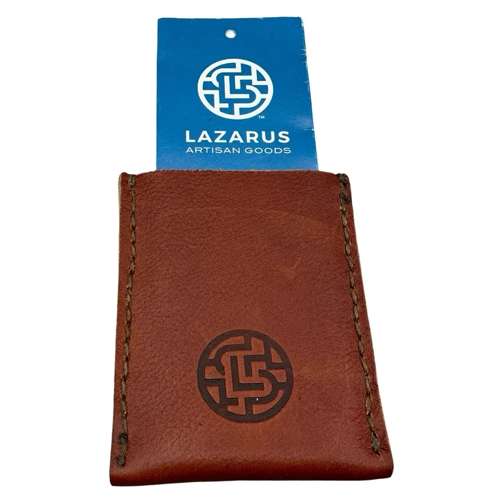 Lazarus Artisan Goods Leather Card Holder Persimmon Mission Lazarus Brown Sleeve